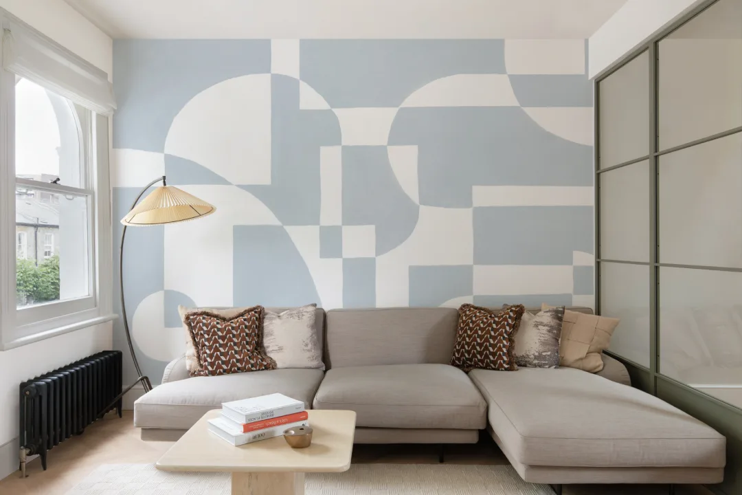 Sky Blue Scandinavian Abstract Geometric Mural