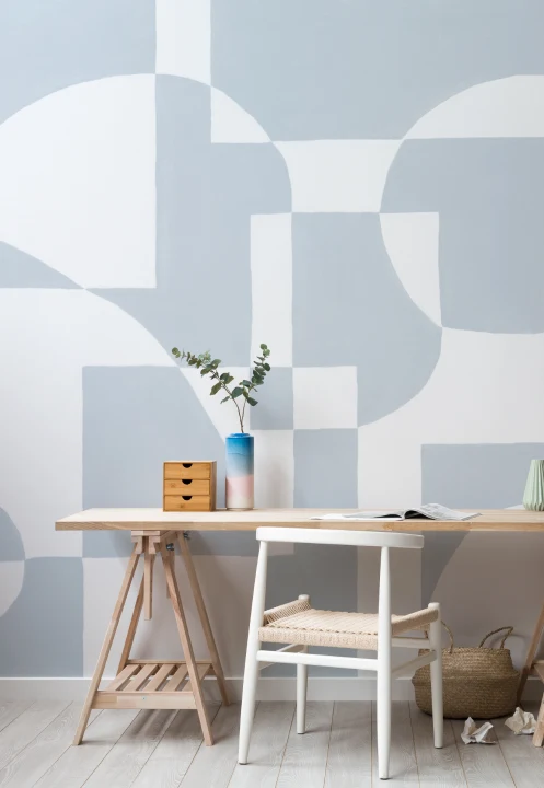 Papel Pintado Nórdico Geométrico en Celeste