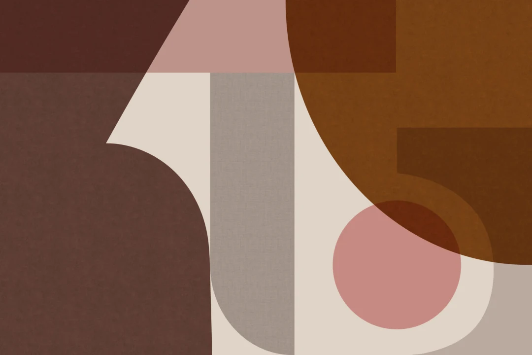 Brown & Pink Mid-Century Geometric Collage Wall Mural