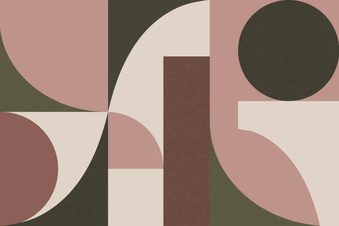Panoramique géométrique rose et vert style mid-century