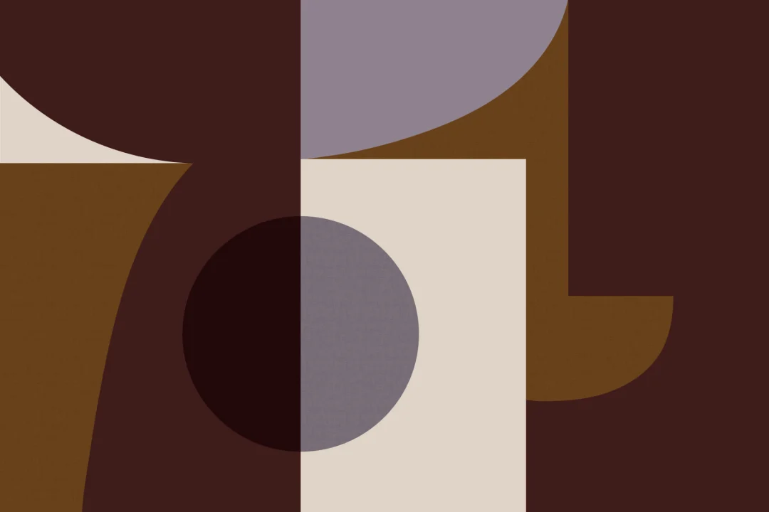 Burgundy Mid-Century Geometric Collage Wall Mural