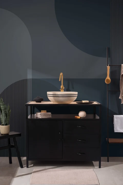 Navy Scandinavian Geometric Mural