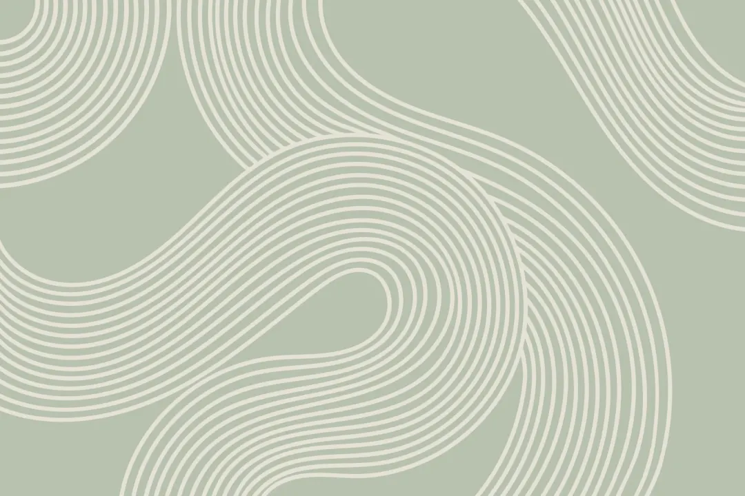 Green Curvy Lines Zen Garden Pattern Mural
