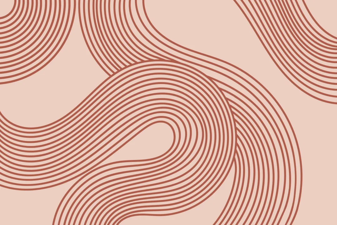 Terracotta Curvy Lines Zen Garden Pattern Mural