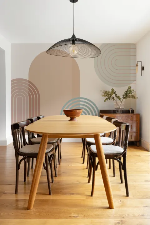 Pastel Retro Geometric Arches Mural