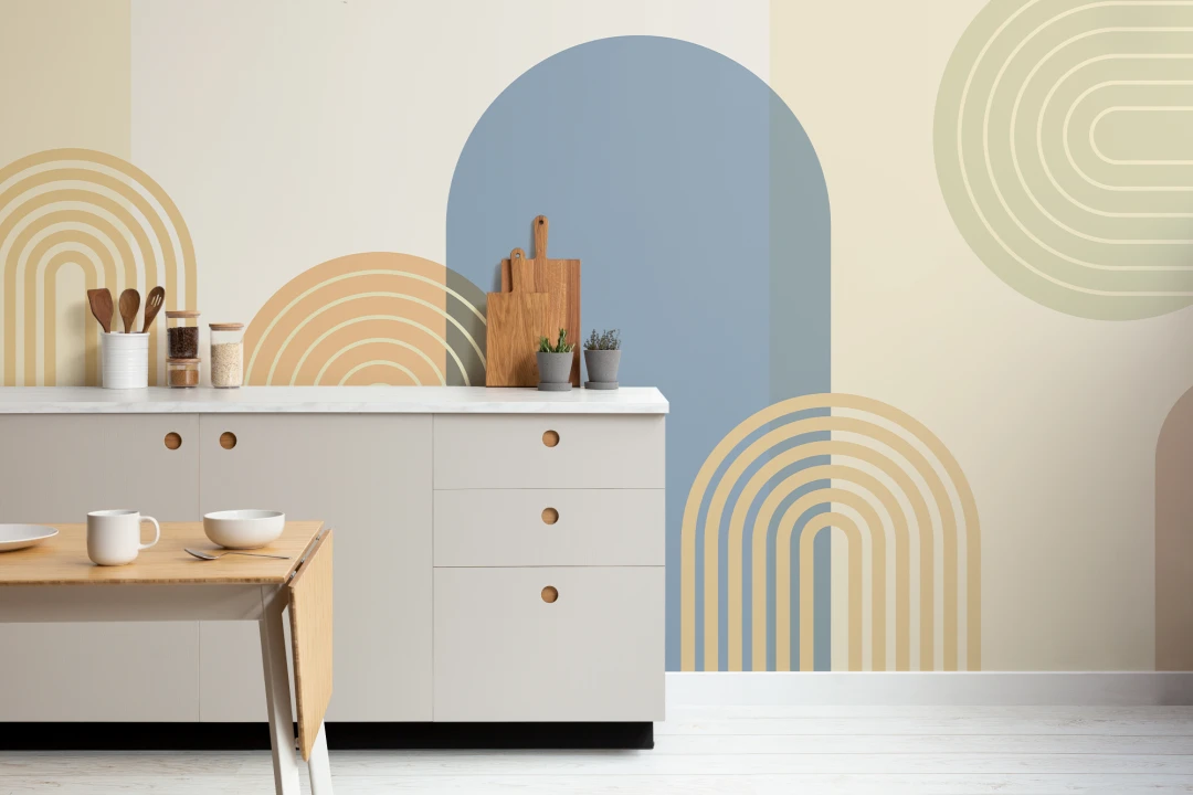 Multi Retro Geometric Arches Mural