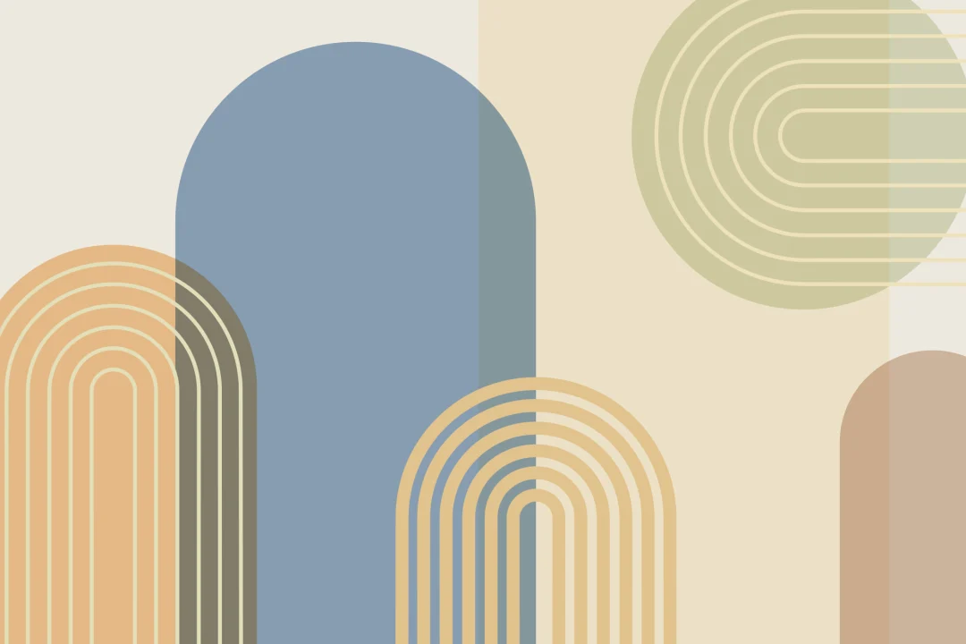 Multi Retro Geometric Arches Mural