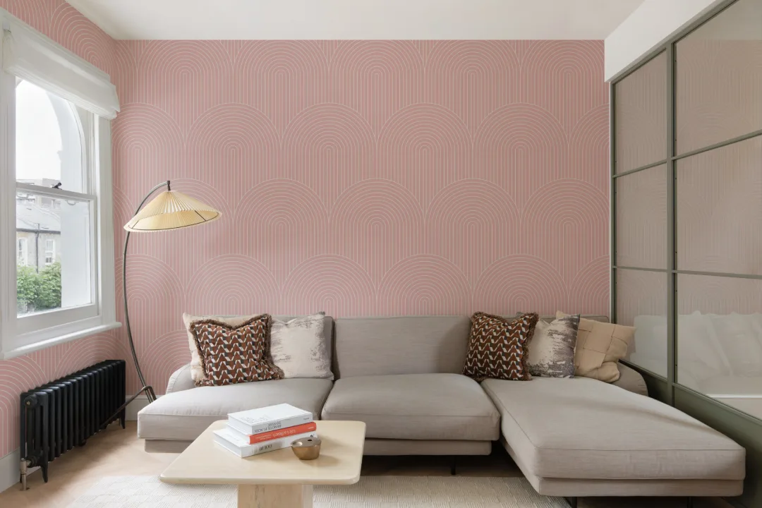 Pink Geometric Thin Striped Loop Repeat Pattern Wallpaper