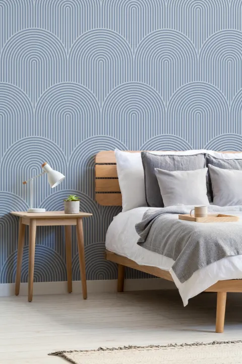 Albastru Circuit Design Geometric Striped Repeat Pattern tapet