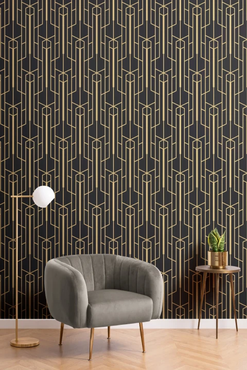 Papier Peint Géométrique Jaune et Noir