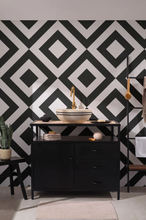 Black & White Diamond Pattern Wallpaper Mural