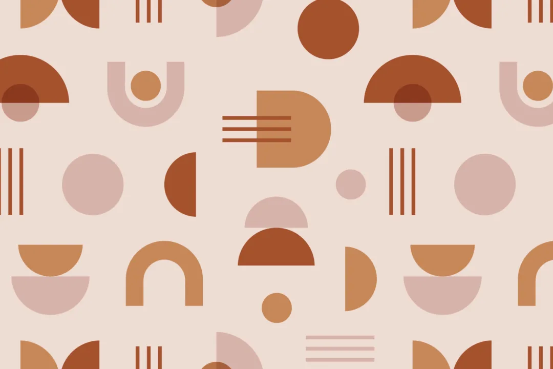 Papel Pintado Beige y Marrón con Motivos Geométricos al Estilo Mid Century Modern