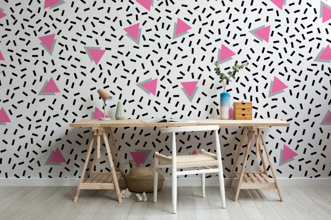 Pink Modern Triangle Wallpaper Mural