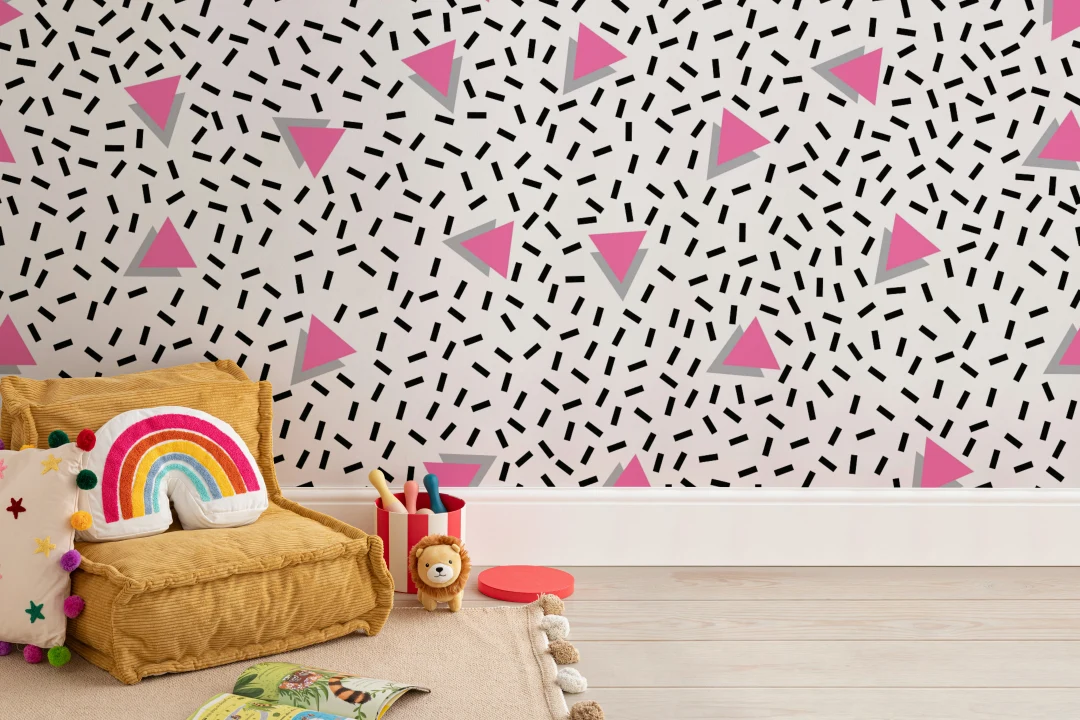 Pink Modern Triangle Wallpaper Mural