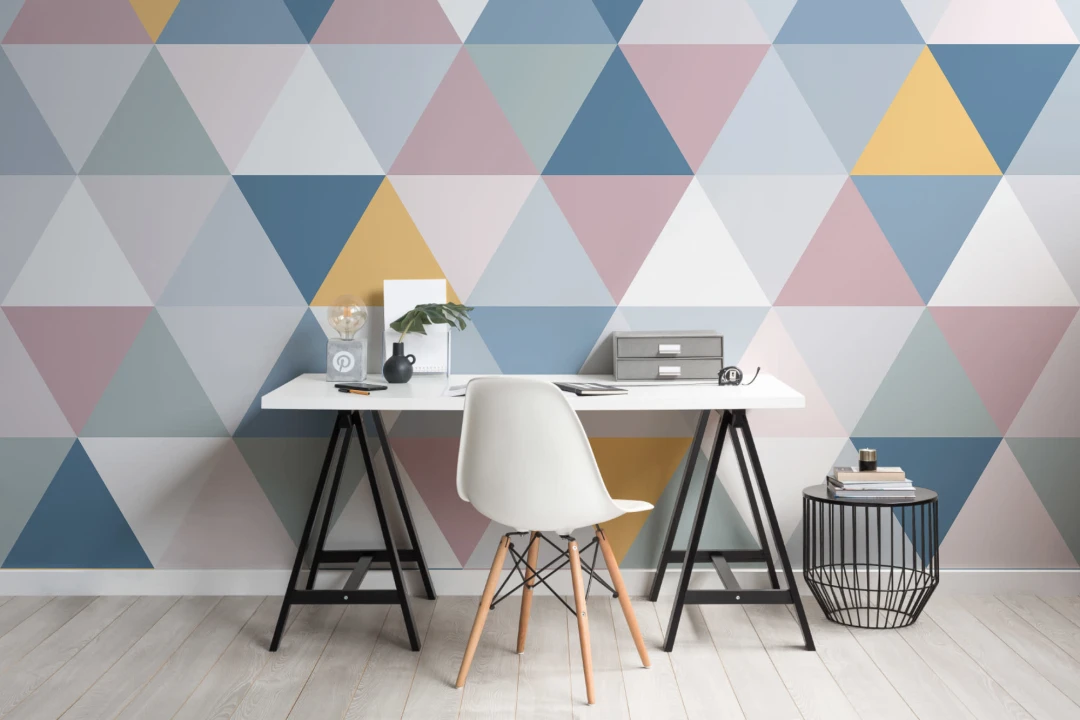 Colorful Geometric Triangle Pattern Wallpaper Mural