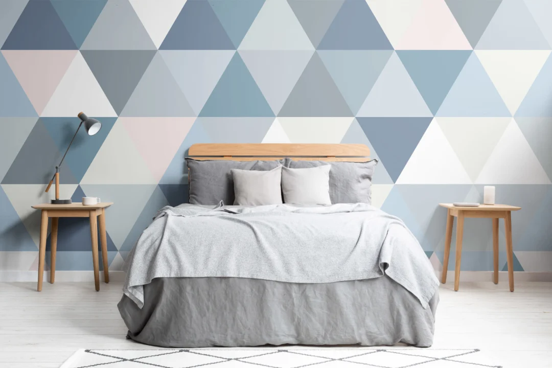 Pastel Geometric Triangle Pattern Wallpaper Mural