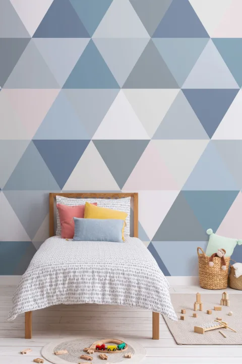 Pastel Geometric Triangle Pattern Wallpaper Mural