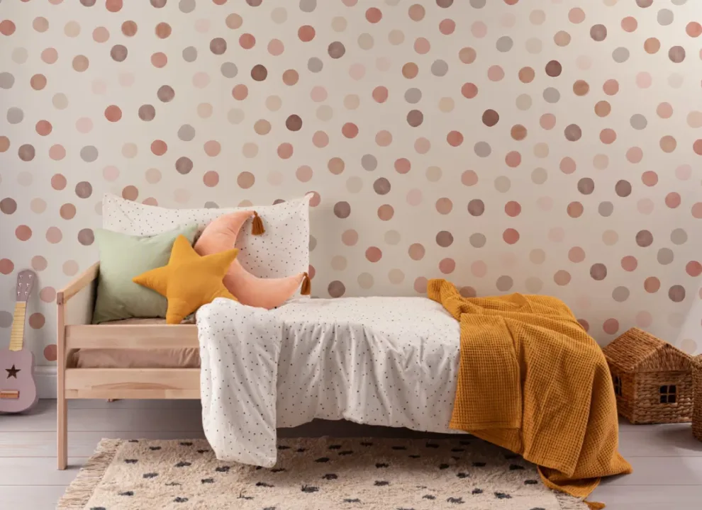 Mural Papel Pintado Lunares Acuarela Tono Cálido