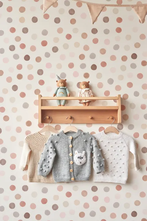 Warm Tone Watercolor Polka Dot Wallpaper Mural