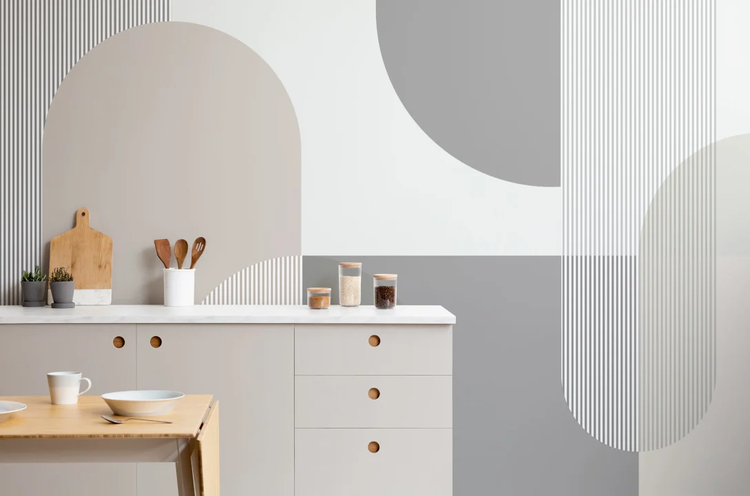 Neutral Gray Scandi Geometric Wallpaper Mural