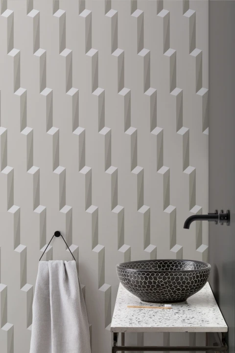 Gray 3D Effect Modern Geometric Repeat Pattern Wallpaper