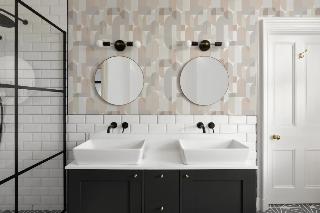 Neutral Scandi Geometric Repeat Pattern Wallpaper