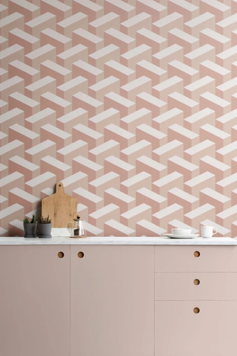 Roz Modern 3D Effect Geometric Repeat Pattern tapet