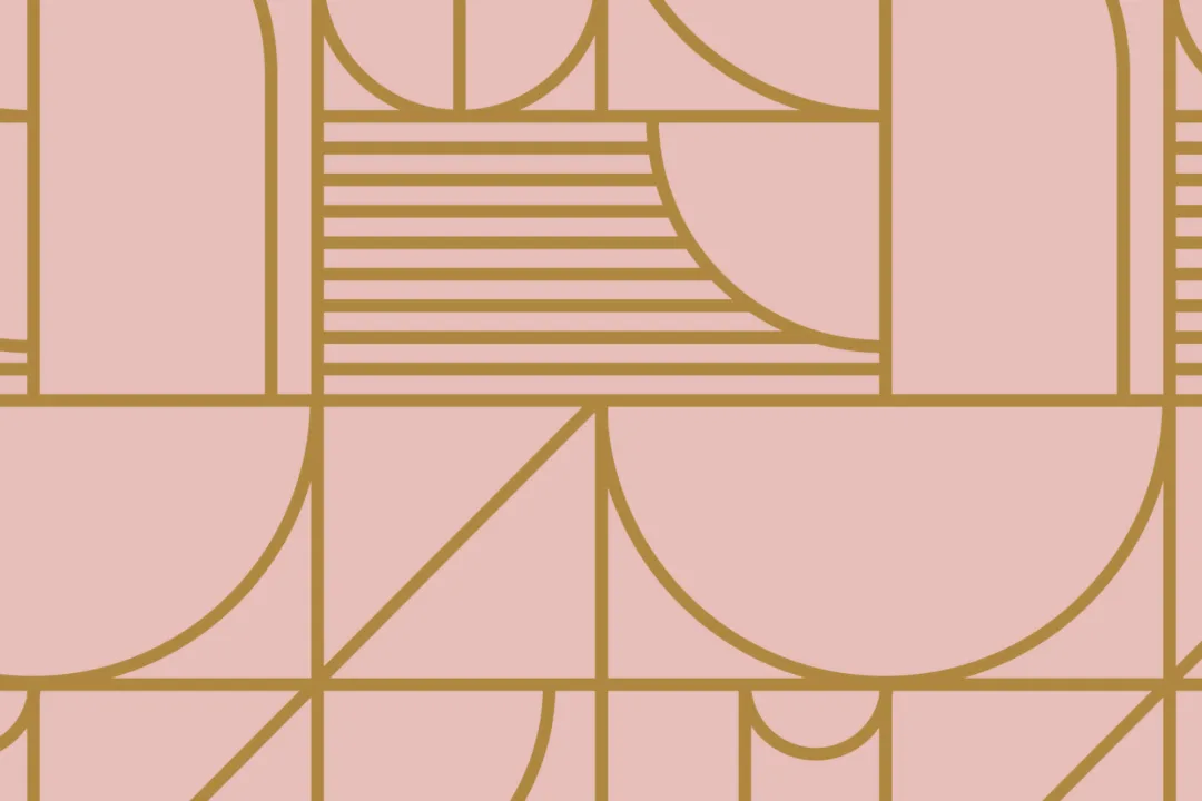 Pink and Gold Geometric Grid Lines Repeat Pattern Wallpaper