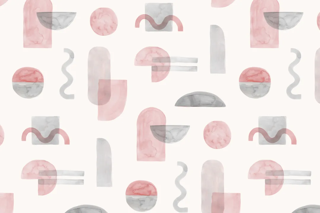 Pink Watercolor Geometric Repeat Pattern Wallpaper