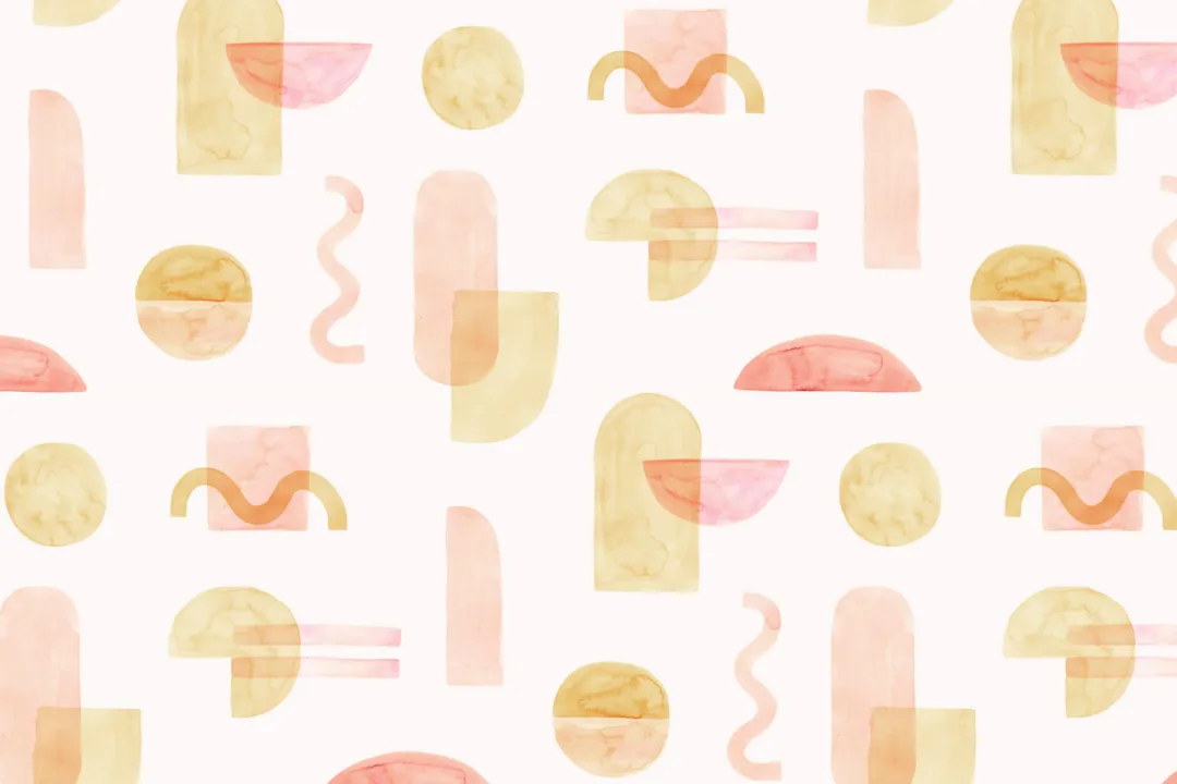 Yellow and Orange Watercolor Geometric Repeat Pattern Wallpaper