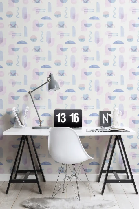 Pastel Watercolor Geometric Repeat Pattern Wallpaper