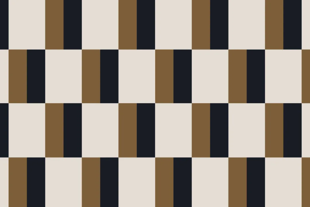 Mustard and Navy Bauhaus Geometric Retro Repeat Pattern Wallpaper