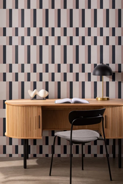 Roz și albastru marin Modern Geometric Bauhaus Repeat model tapet