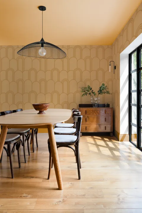 Yellow Art Deco Arch Repeat Pattern Wallpaper