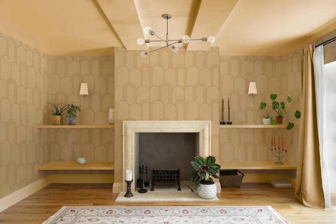 Yellow Art Deco Arch Repeat Pattern Wallpaper