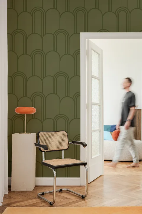Papel Pintado Arco Art Deco Verde