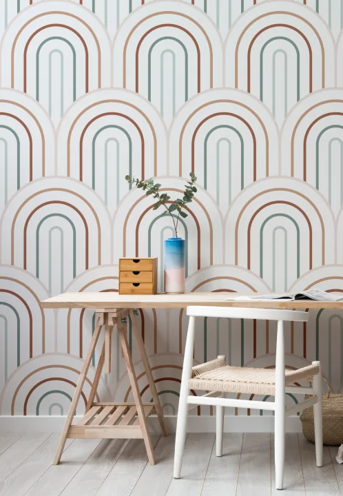 Papel Pintado Minimalista Geométrico en Colores Claros