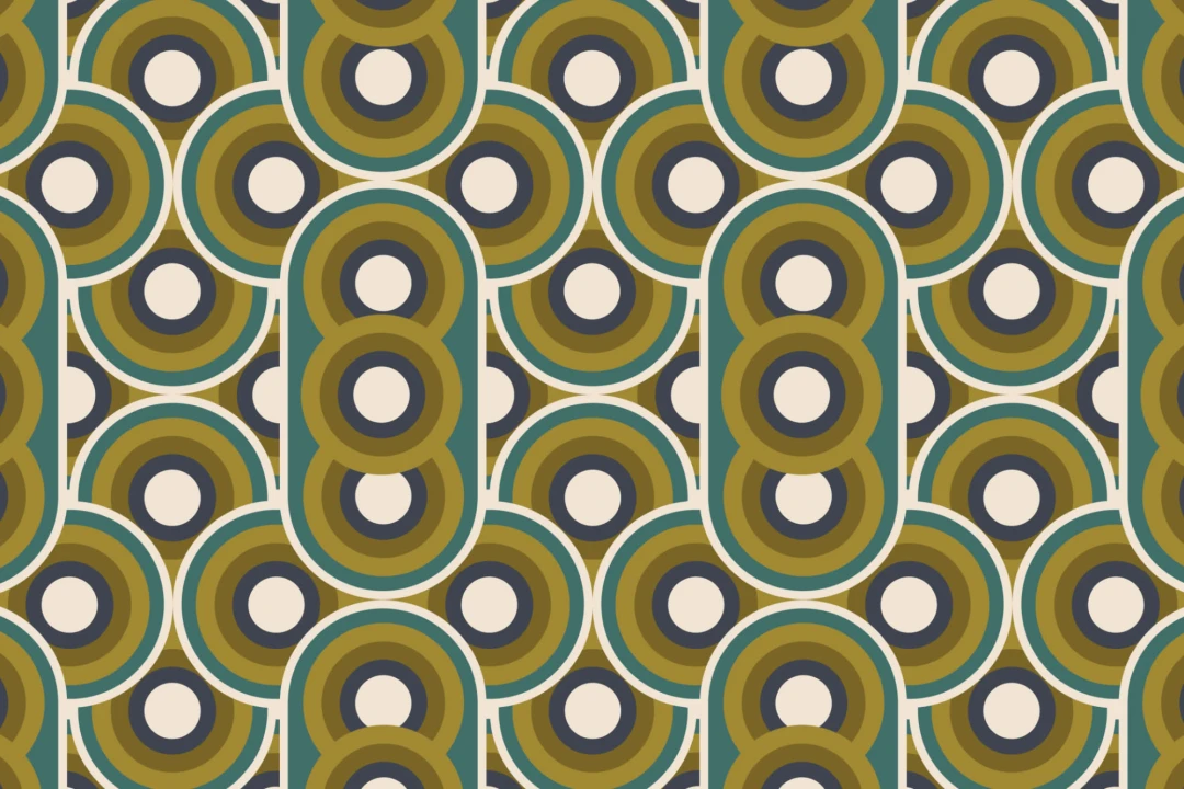Retro 70s Circles Repeat Pattern Wallpaper
