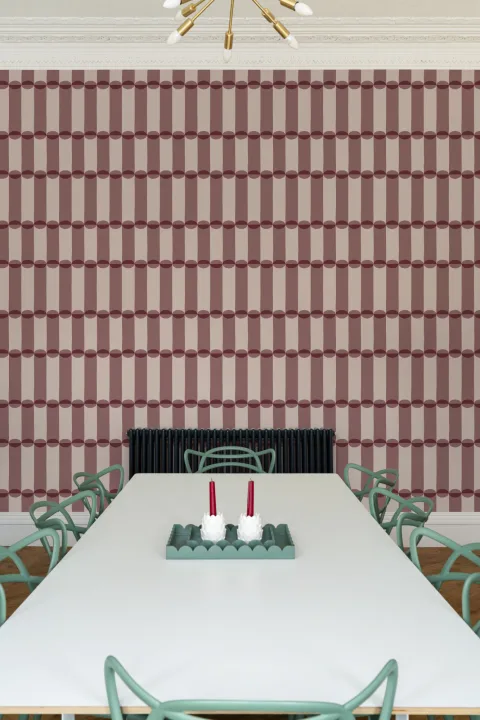 Burgunder Retro Geometrisk Mønster Fototapet