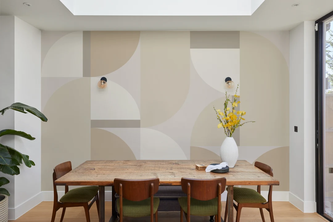 Neutral Geometric Arch Pattern Contemporary Mural