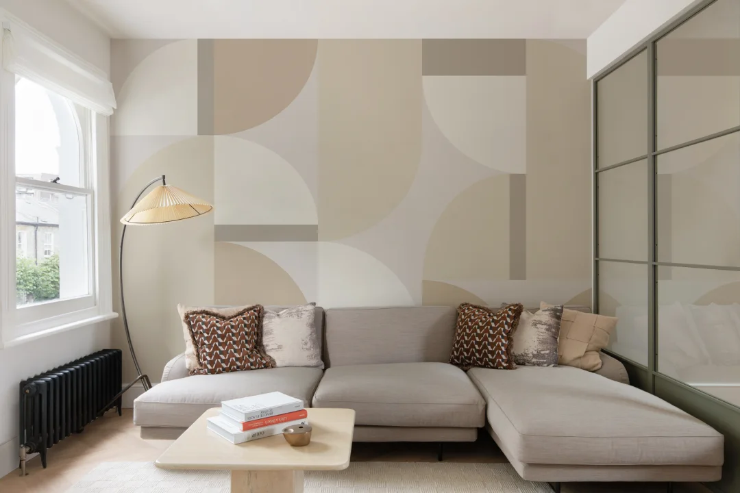 Neutralny geometryczny wzór łuku Współczesna fototapeta