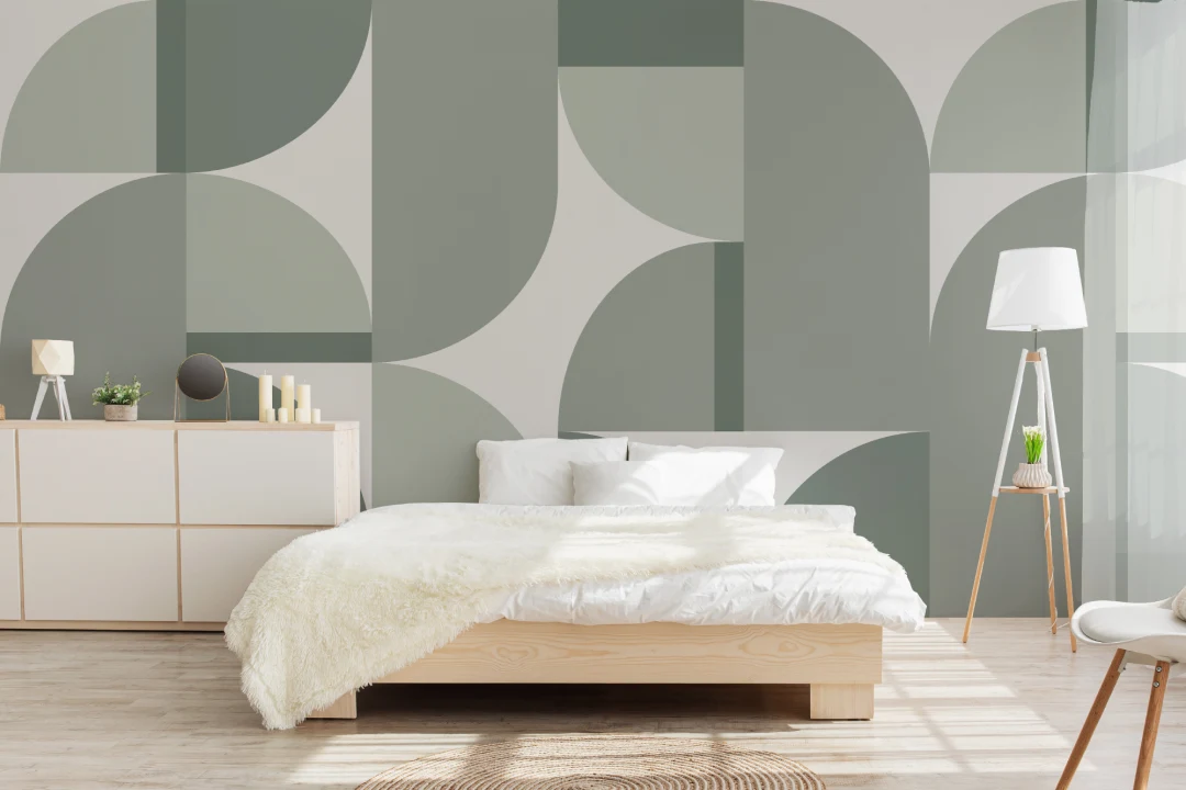 Green Geometric Contemporary Abstract Wall Mural