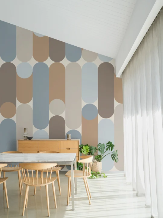 Multicolor Geometric Mid-Century Modern Capsule Style Mural