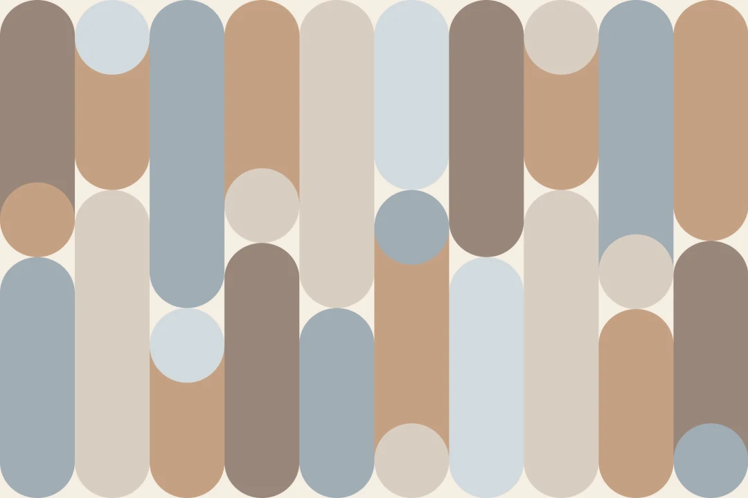 Multicolor Geometric Mid-Century Modern Capsule Style Mural