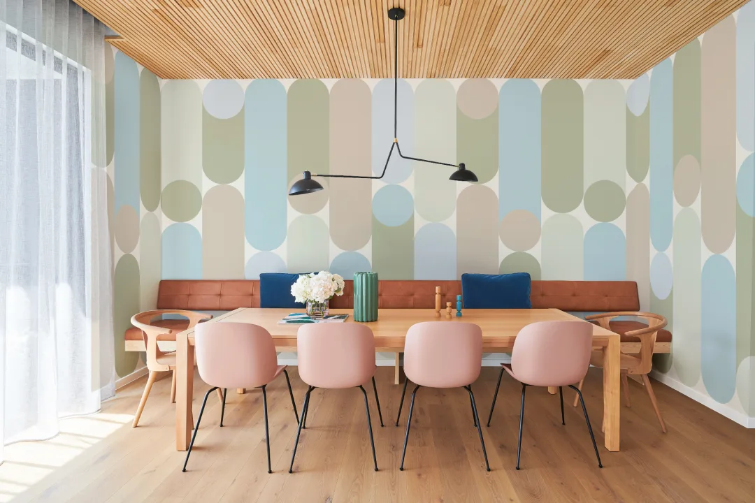 Mångfärgad geometrisk retro kapselmönster mural-tapeter