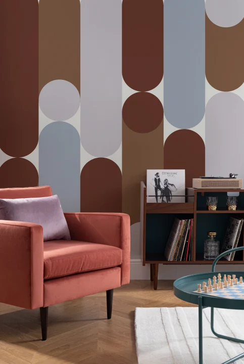 Multicolor Retro Geometric Abstract Murale