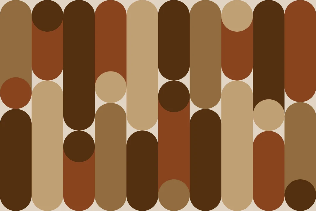 Warm Geometric Mid-Century Modern Brown Capsule Mural
