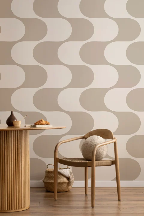 Beige geometrisk mønster moderne fototapet fra midten av århundret