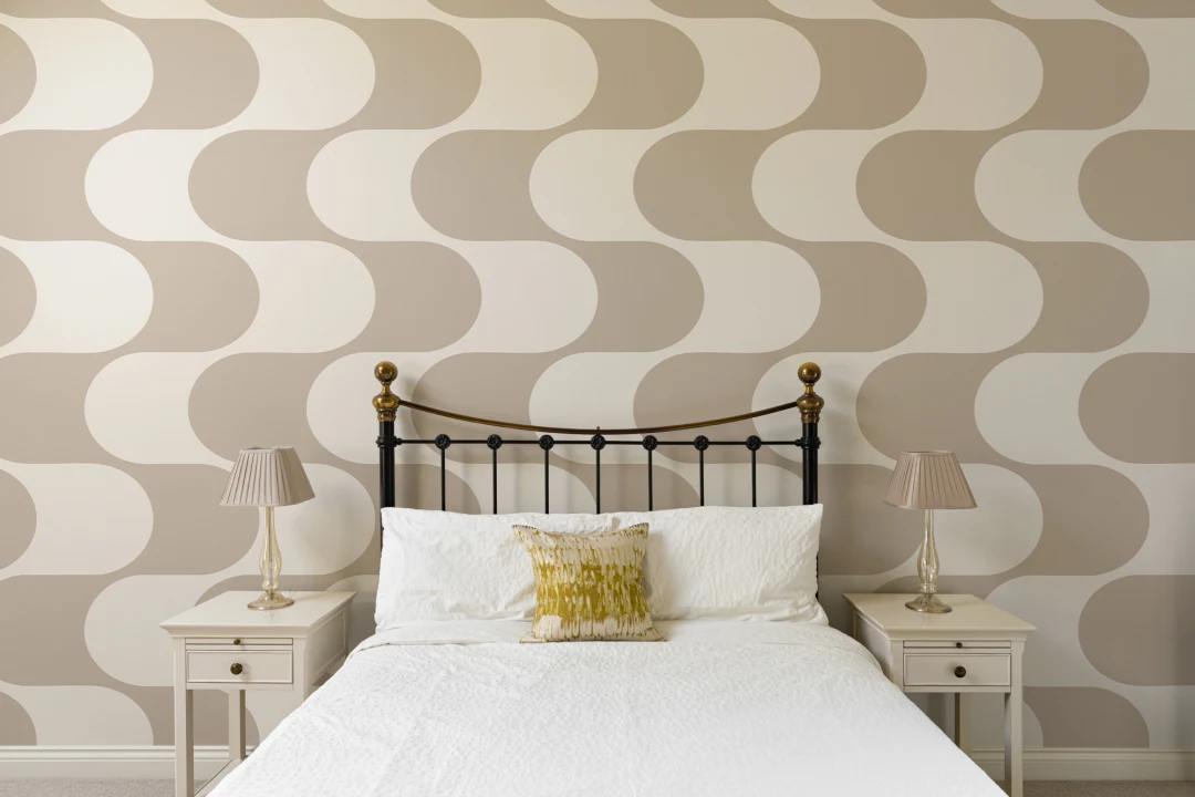 Bej Geometric model Mid-Century Modern murale