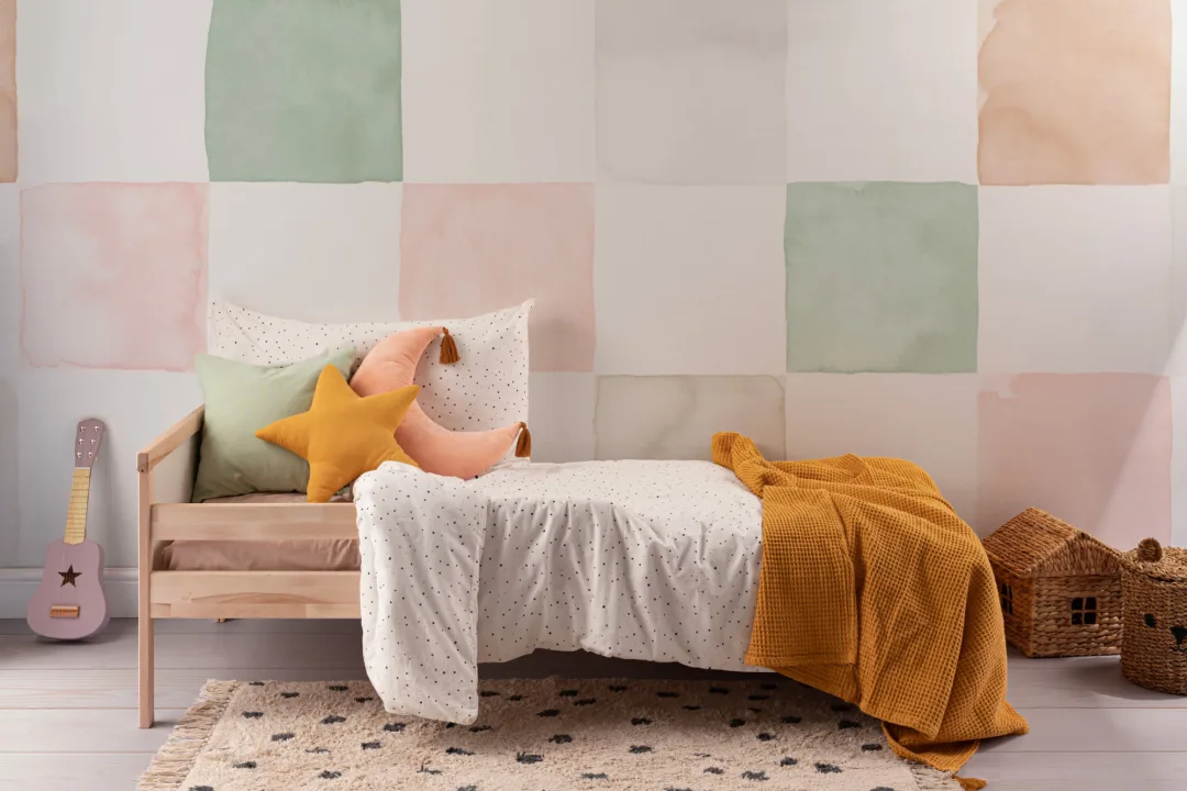 Multi-Colored Watercolor Checkered Mural